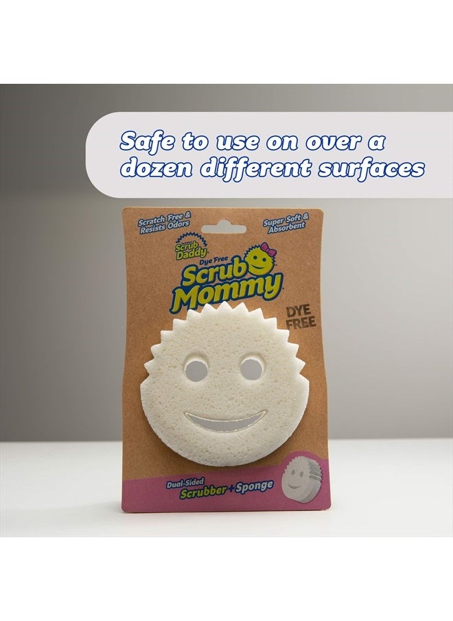 Scrub Daddy - Dual-Sided Sponge and Scrubber- Scrub Mommy Dye Free - Scratch-Free Scrubber for Dishes and Home, Odor Resistant, Soft in Warm Water, Firm in Cold, Dishwasher Safe, 1ct (Pack of 2) - Image 1