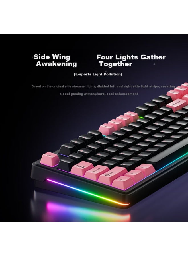 Ausdom H87 Silent Mechanical Keyboard Wireless Bluetooth Three Modes Gaming Esports Customizable Chain Disk Gasket Structure 6-layer Filling 10000mah Safe Key No Collision Black Pink - Image 2
