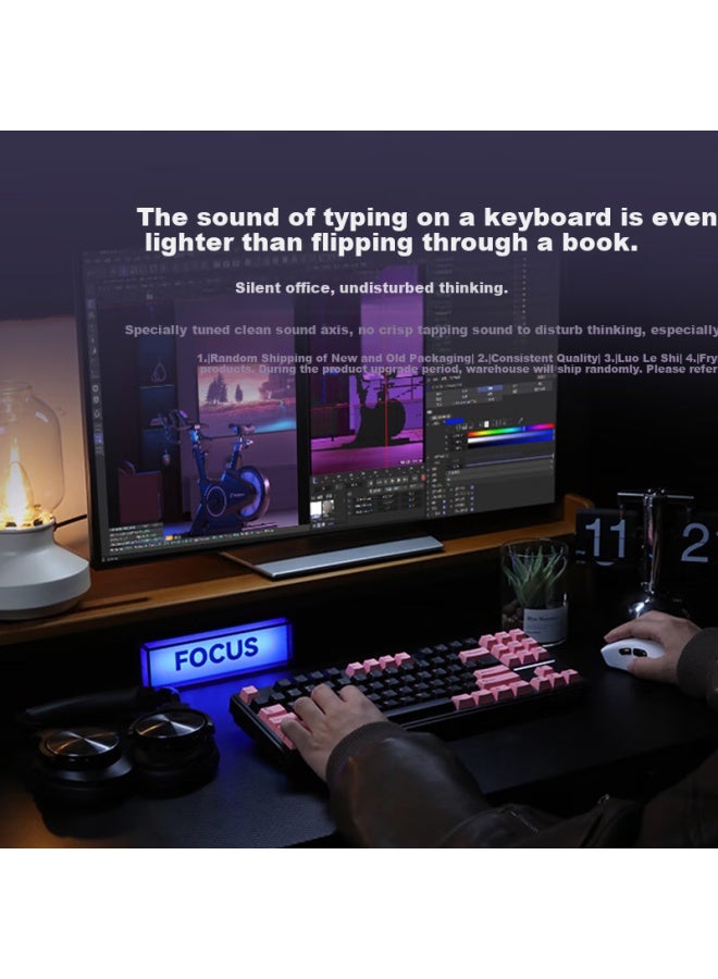 Ausdom H87 Silent Mechanical Keyboard Wireless Bluetooth Three Modes Gaming Esports Customizable Chain Disk Gasket Structure 6-layer Filling 10000mah Safe Key No Collision Black Pink - Image 1