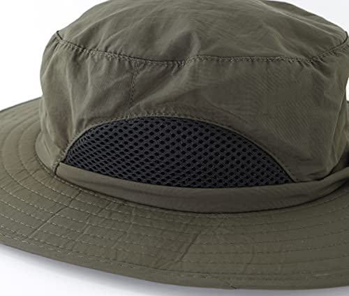 LLmoway Kids Outdoor Sun Hat Boys Wide Brim Breathable Bucket Hat Summer Quick Dry Hat Army Green - Image 4