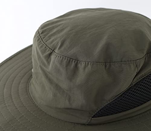 LLmoway Kids Outdoor Sun Hat Boys Wide Brim Breathable Bucket Hat Summer Quick Dry Hat Army Green - Image 5