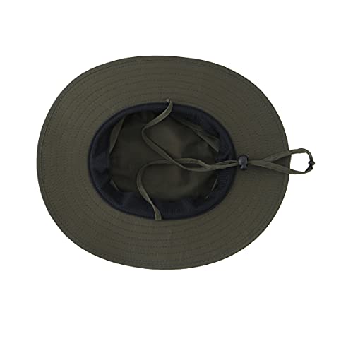 LLmoway Kids Outdoor Sun Hat Boys Wide Brim Breathable Bucket Hat Summer Quick Dry Hat Army Green - Image 3