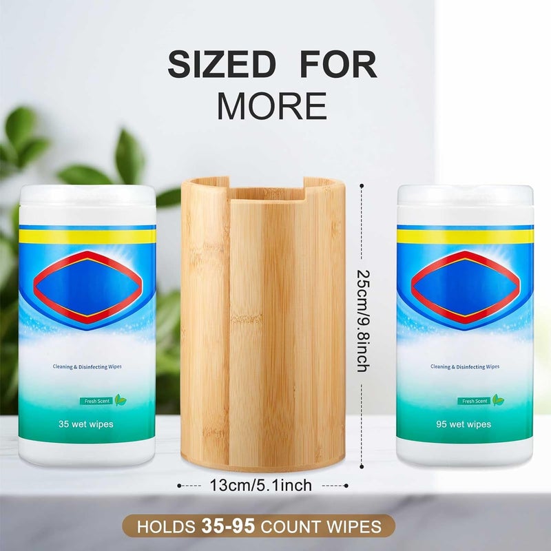 SiliFine Bamboo Wipes Dispenser Container Disinfectant Wall Mounted Disinfectant Wipes Holder Decorative Bamboo Kitchen Organizer for Bathroom Office Classroom Countertop Home - Image 2