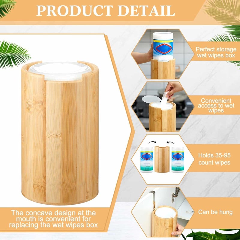 SiliFine Bamboo Wipes Dispenser Container Disinfectant Wall Mounted Disinfectant Wipes Holder Decorative Bamboo Kitchen Organizer for Bathroom Office Classroom Countertop Home - Image 4
