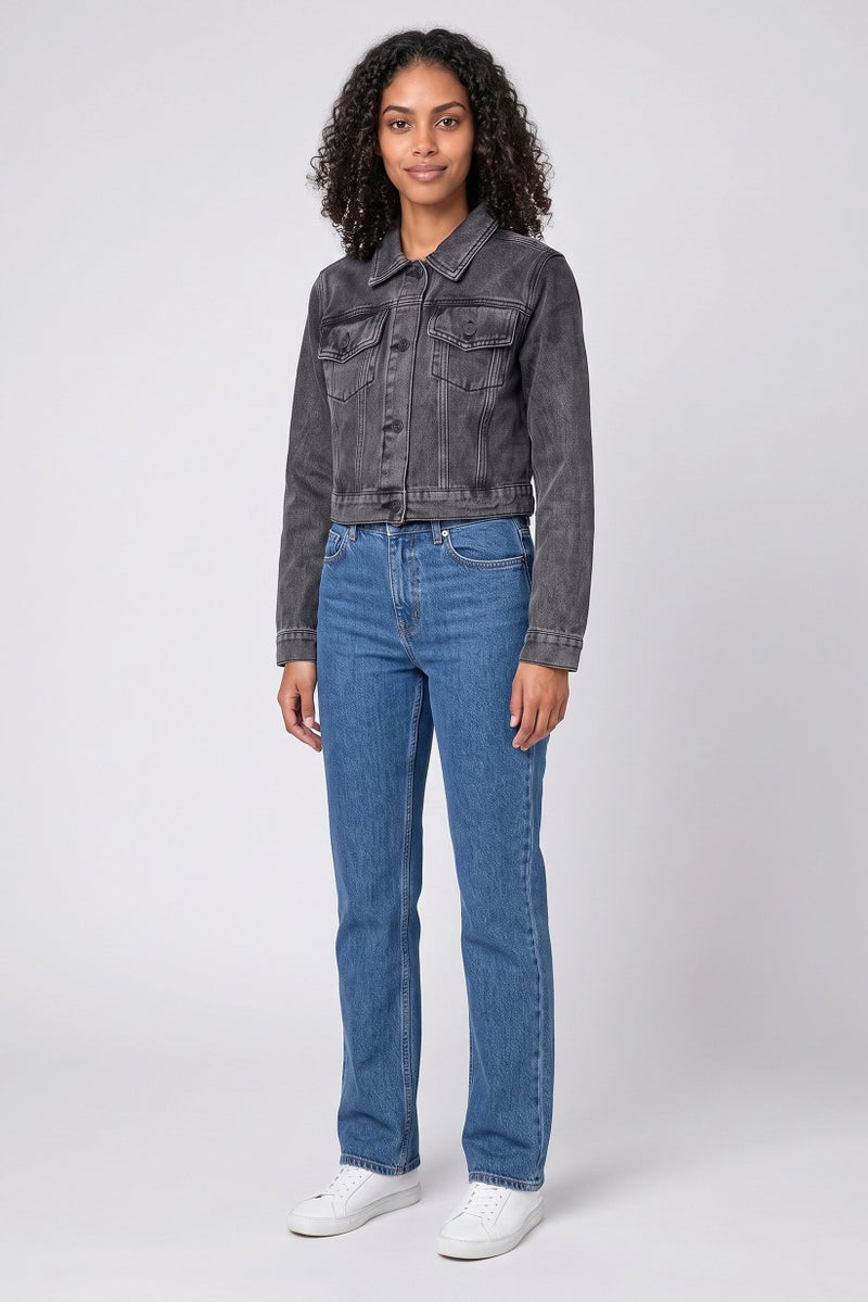 Walter Baker Women Washed Denim Jacket, Grey - Image 2