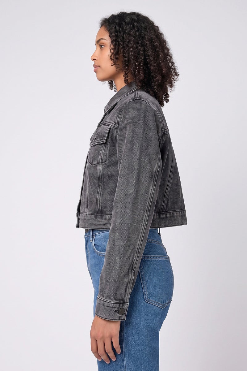 Walter Baker Women Washed Denim Jacket, Grey - Image 3