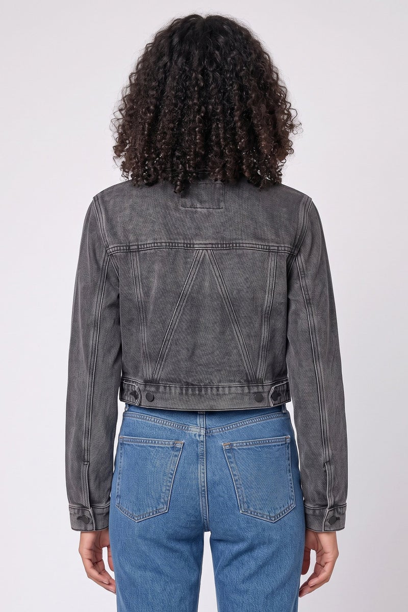 Walter Baker Women Washed Denim Jacket, Grey - Image 4
