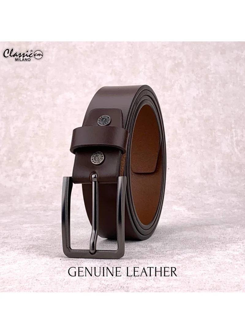 Classic Milano Brown (RHHP-03-J) Classic Milano Genuine Leather Belt for Men – Black Formal Belt Men – Men Belts for Office & Business Wear – Mens Belt Leather with Gift Box for Men | Best Price UAE