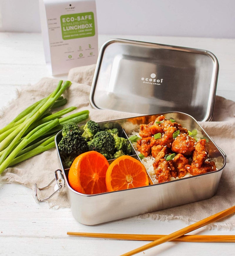 ecozoi Stainless Steel Lunch Box, Leak Proof 3 Compartment, Medium | Redesigned Silicone Seal | Sustainable Zero Waste Eco Friendly Bento Box Food Storage Container - Image 5