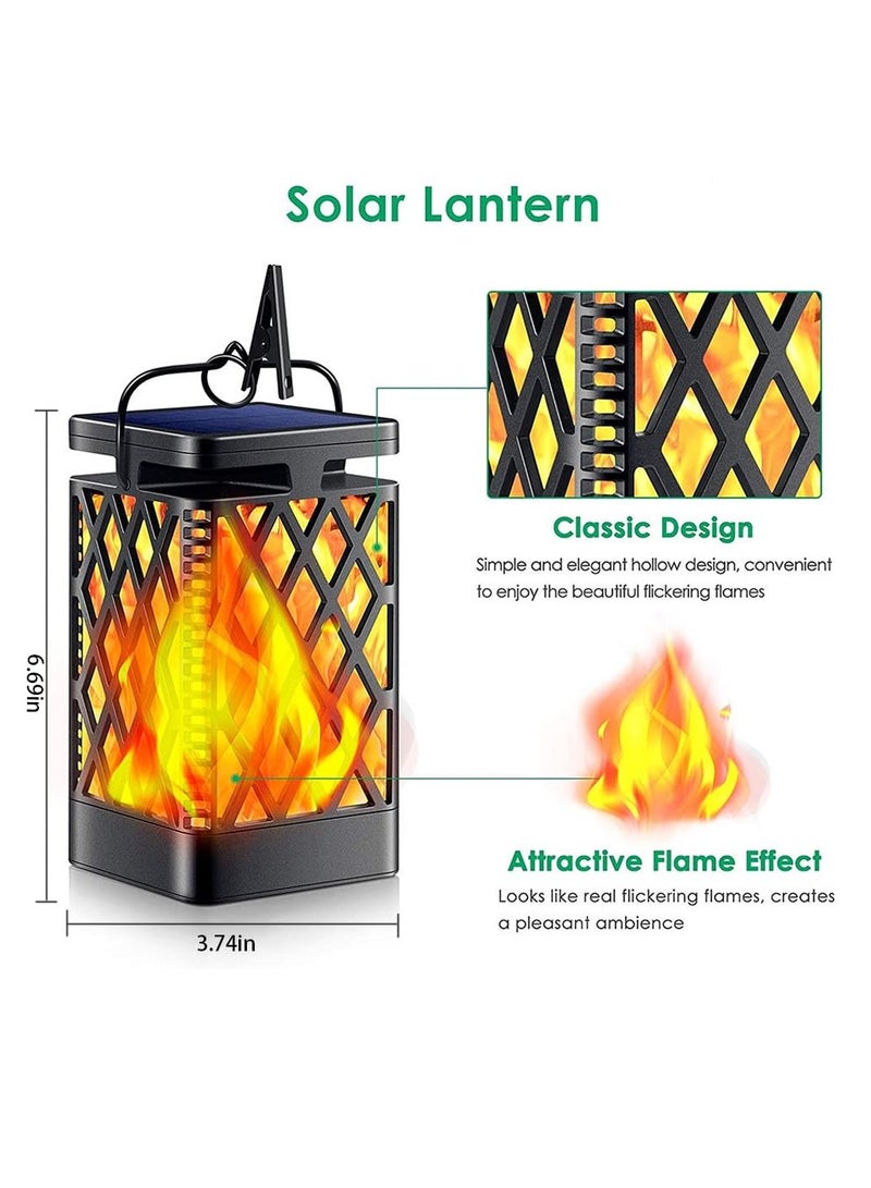 Solar Outdoor Lantern, 2 Pack Flickering Flame Waterproof Hanging Lanterns, Yard Decorative Lanterns with Solar Powered, AUTO ON/Off LED Flame Garden Lights for Landscape, Porch, Tree, Patio - Image 2