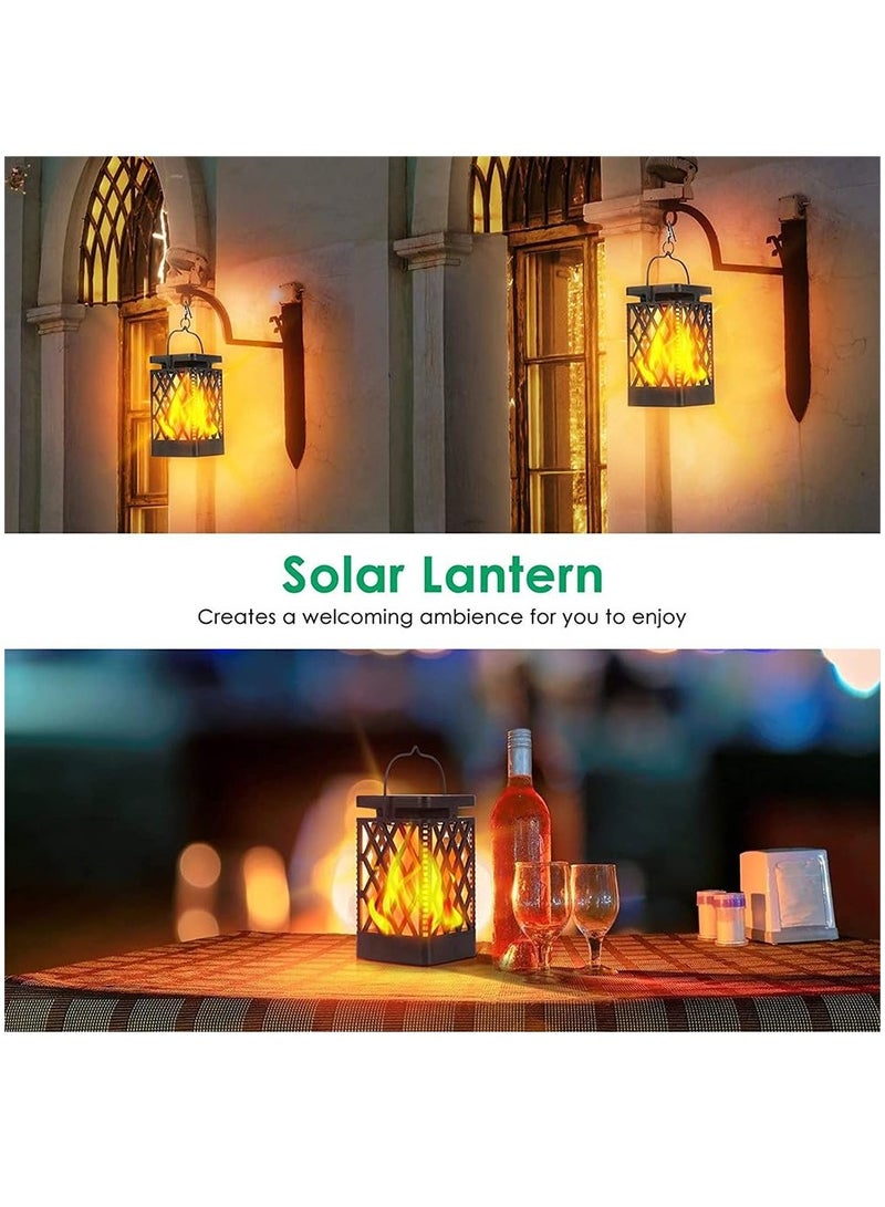 Solar Outdoor Lantern, 2 Pack Flickering Flame Waterproof Hanging Lanterns, Yard Decorative Lanterns with Solar Powered, AUTO ON/Off LED Flame Garden Lights for Landscape, Porch, Tree, Patio - Image 4