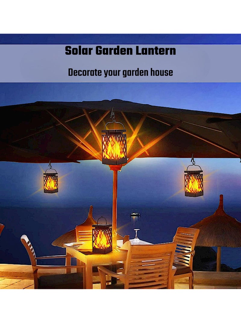 Solar Outdoor Lantern, 2 Pack Flickering Flame Waterproof Hanging Lanterns, Yard Decorative Lanterns with Solar Powered, AUTO ON/Off LED Flame Garden Lights for Landscape, Porch, Tree, Patio - Image 5