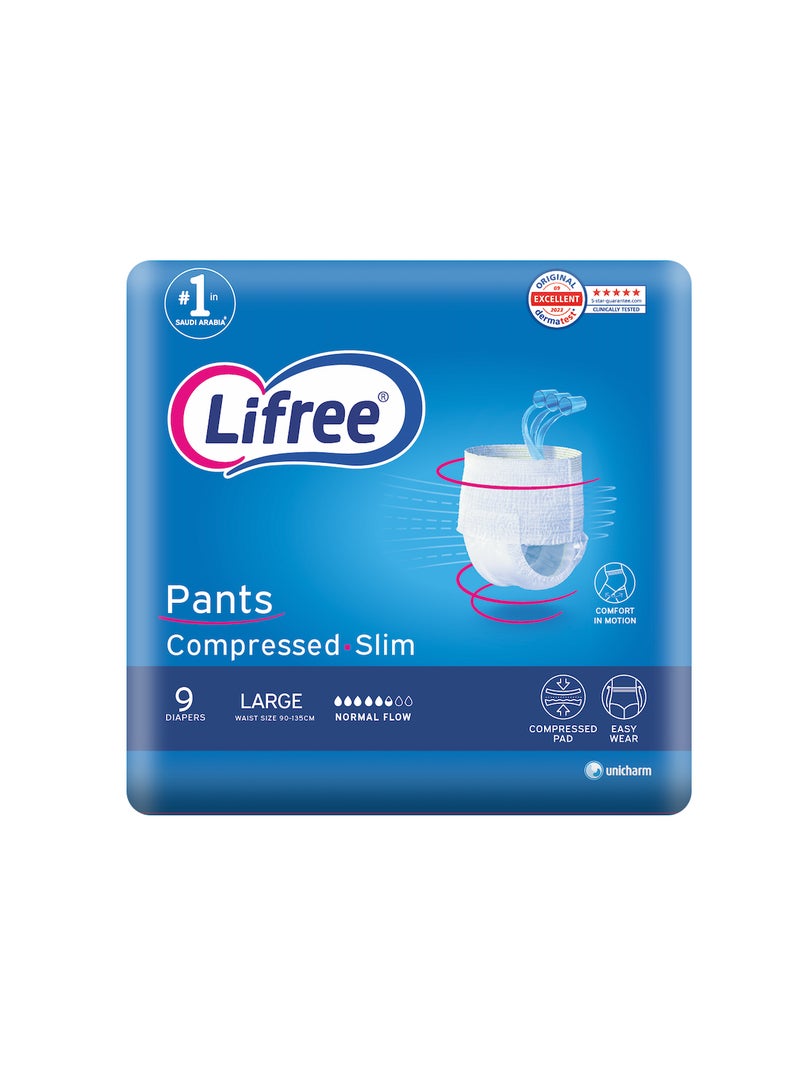 Lifree Slim Culotte Adult Diaper Pants Large Size 3 Cup Absorbency Saving Pack 9 Pieces  - Image 1