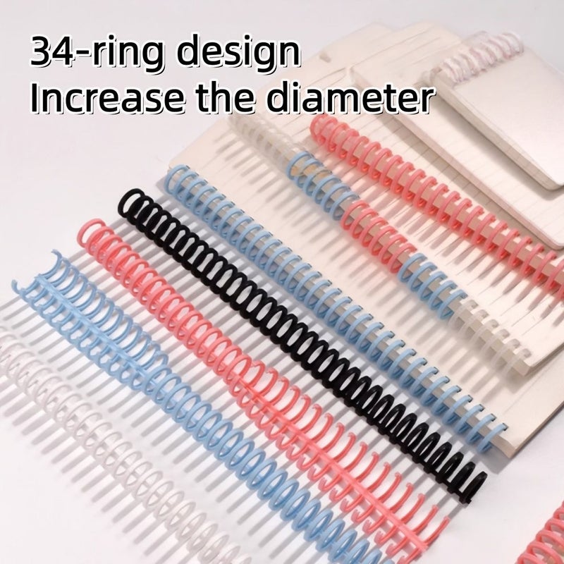 5pcs 34 Hole Binder Rings Spiral Coils for Book Binding DIY Notebooks Photo Albums Paper Clips Durable Plastic Fasteners Multicolor - Image 1