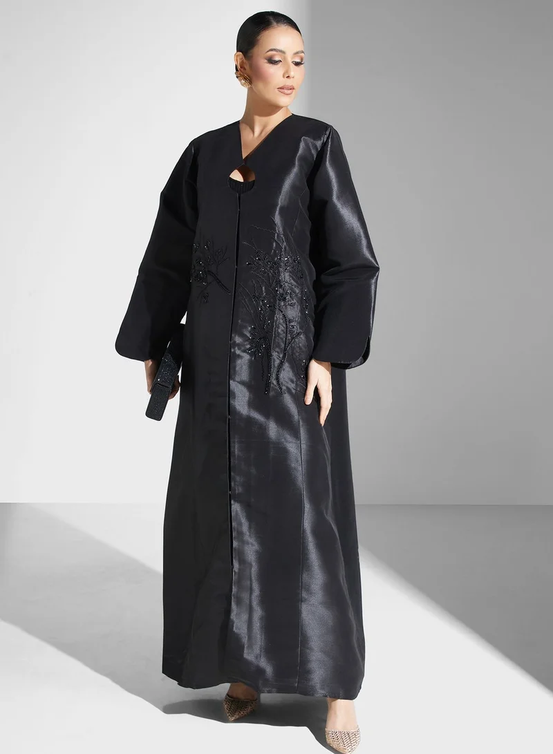 hayas closet Embellished Cut Out Detail Abaya