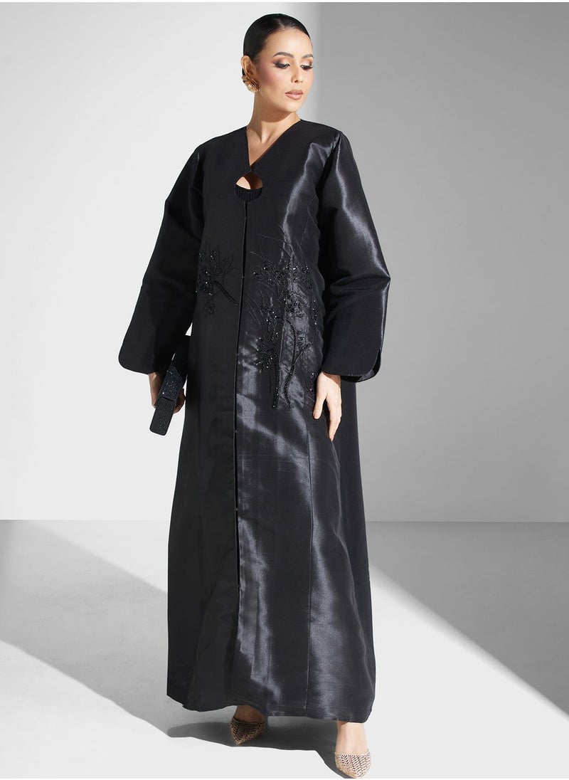 hayas closet - Embellished Cut Out Detail Abaya - Image 1