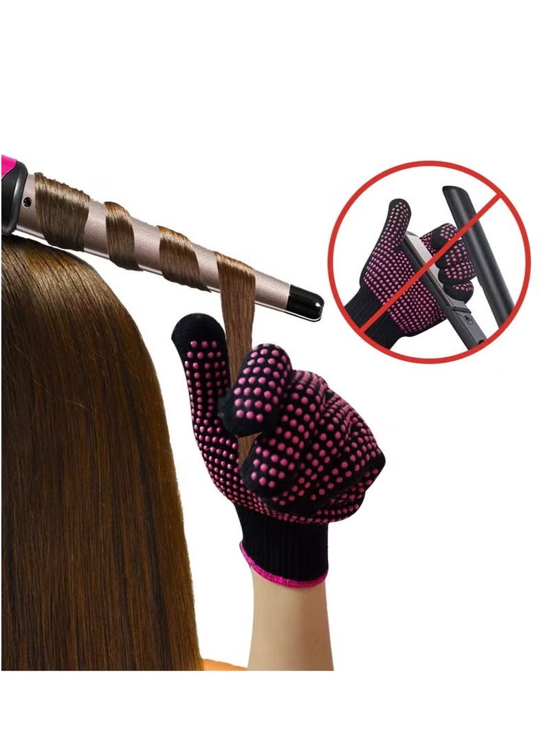 Generic 2 Pcs Heat Resistant Gloves With Silicone Bumps, (New Upgraded) Professional Heat Proof Mitts For Hair Styling Curling Flat Iron Wand Hot-Air Brushes Sublimation Gloves  - Image 2