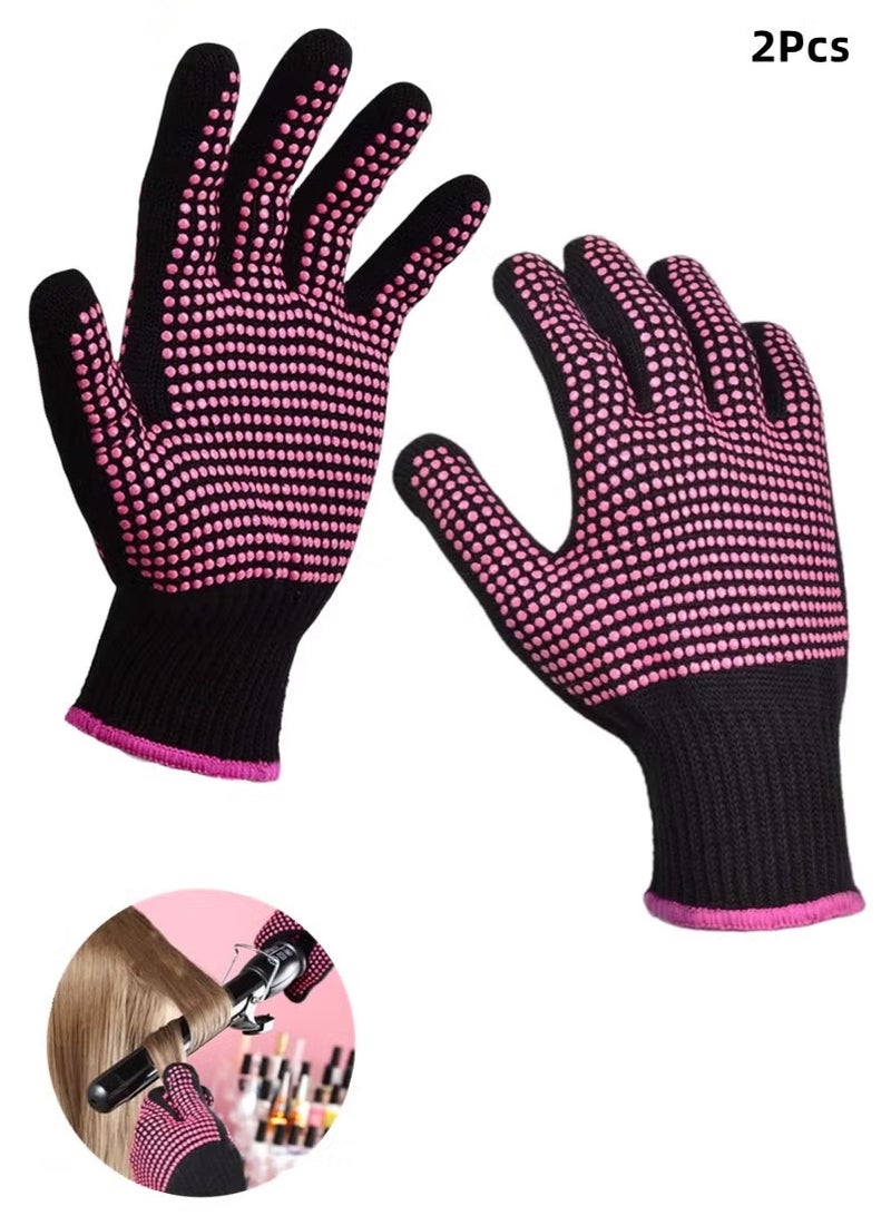 Generic 2 Pcs Heat Resistant Gloves With Silicone Bumps, (New Upgraded) Professional Heat Proof Mitts For Hair Styling Curling Flat Iron Wand Hot-Air Brushes Sublimation Gloves  - Image 1