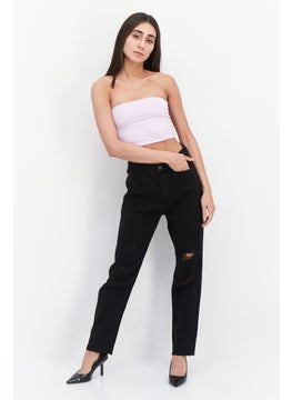 Missguided Women Petite No Stretchable Denim Jeans, Black  - Image 4