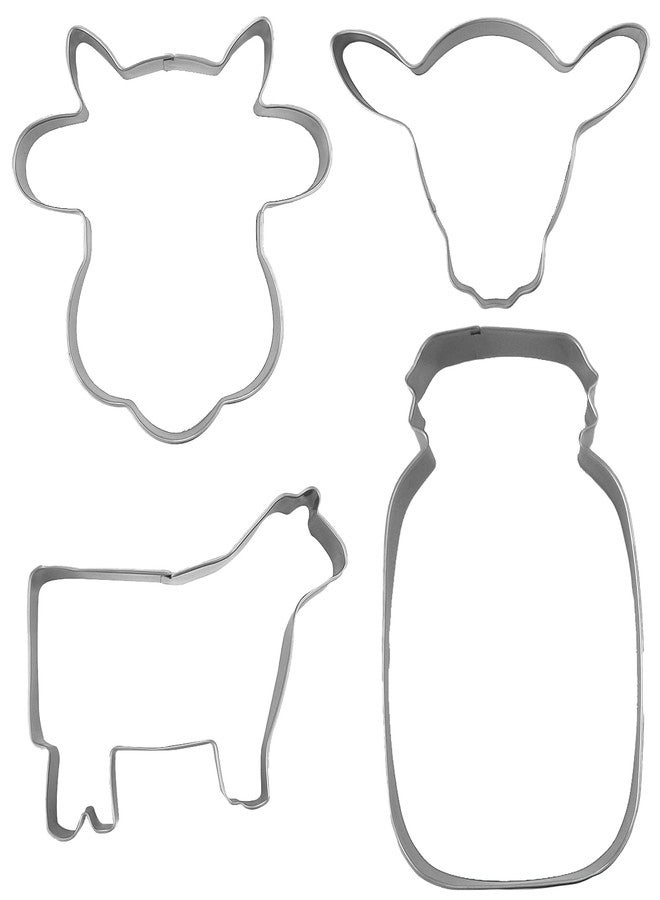 Comais Cow Shaped Cookie Cutters Set of 4 pcs, Stainless Steel Milk Cow Fondant Cutter Molds Baking DIY - Image 2