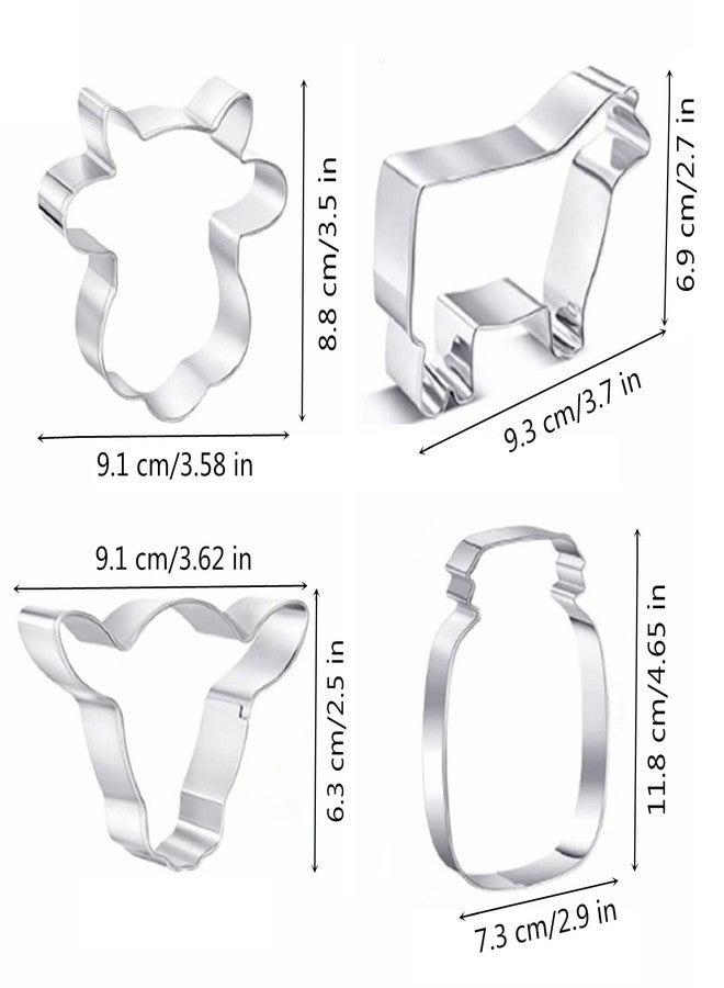 Comais Cow Shaped Cookie Cutters Set of 4 pcs, Stainless Steel Milk Cow Fondant Cutter Molds Baking DIY - Image 3