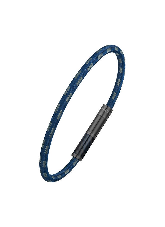 POLICE - Plaint Blue Cord With Blue And Grey Motif Gents BraceletPEAGB0033204 - Image 1