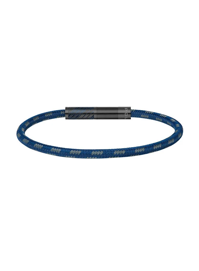 POLICE Plaint Blue Cord With Blue And Grey Motif Gents BraceletPEAGB0033204