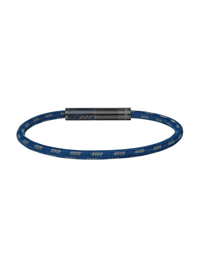 POLICE - Plaint Blue Cord With Blue And Grey Motif Gents BraceletPEAGB0033204 - Image 1