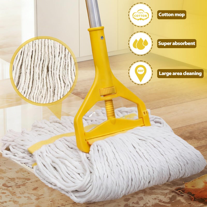MRDARENSU 33 Quart Commercial Mop Bucket, with Side-Press Wringer on Wheels. Includes an Industrial Mop. Yellow Industrial Mop Bucket, Suitable for Home, Commercial, Restaurant Cleaning - Image 4