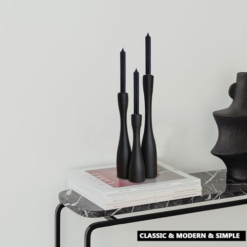 SDALI HOME Candle Holder Black Candlestick Holders,Taper Candle Holders for Candlesticks Set of 3,(12"/10"/7.5" H) Tall Wooden Modern Candle Sticks Candle Holder for Decor - Image 5