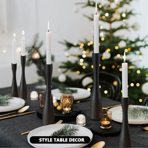SDALI HOME Candle Holder Black Candlestick Holders,Taper Candle Holders for Candlesticks Set of 3,(12"/10"/7.5" H) Tall Wooden Modern Candle Sticks Candle Holder for Decor - Image 3
