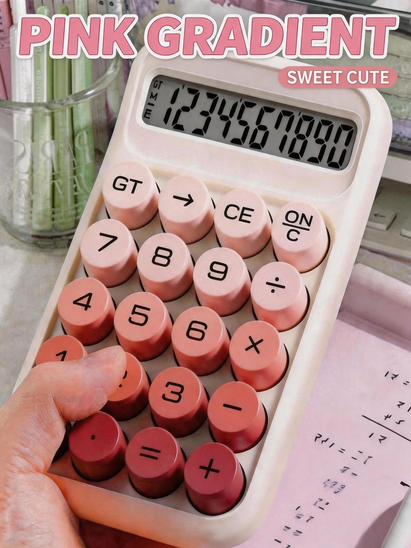 Red Desktop Calculator, Office Calculator with Large LCD Display, Solar + Battery Dual Power Business Calculator - Image 3