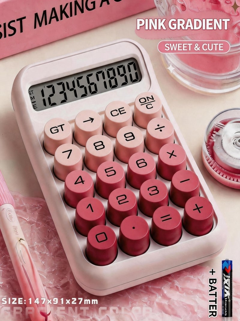 Red Desktop Calculator, Office Calculator with Large LCD Display, Solar + Battery Dual Power Business Calculator - Image 5