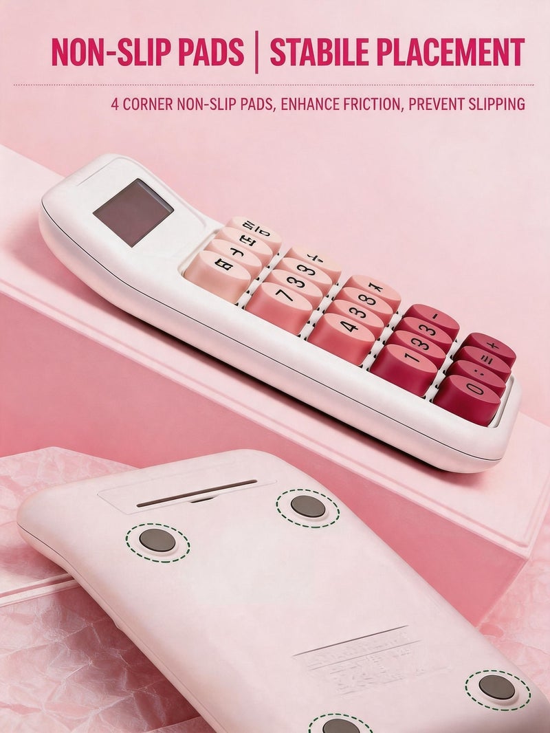 Red Desktop Calculator, Office Calculator with Large LCD Display, Solar + Battery Dual Power Business Calculator - Image 4