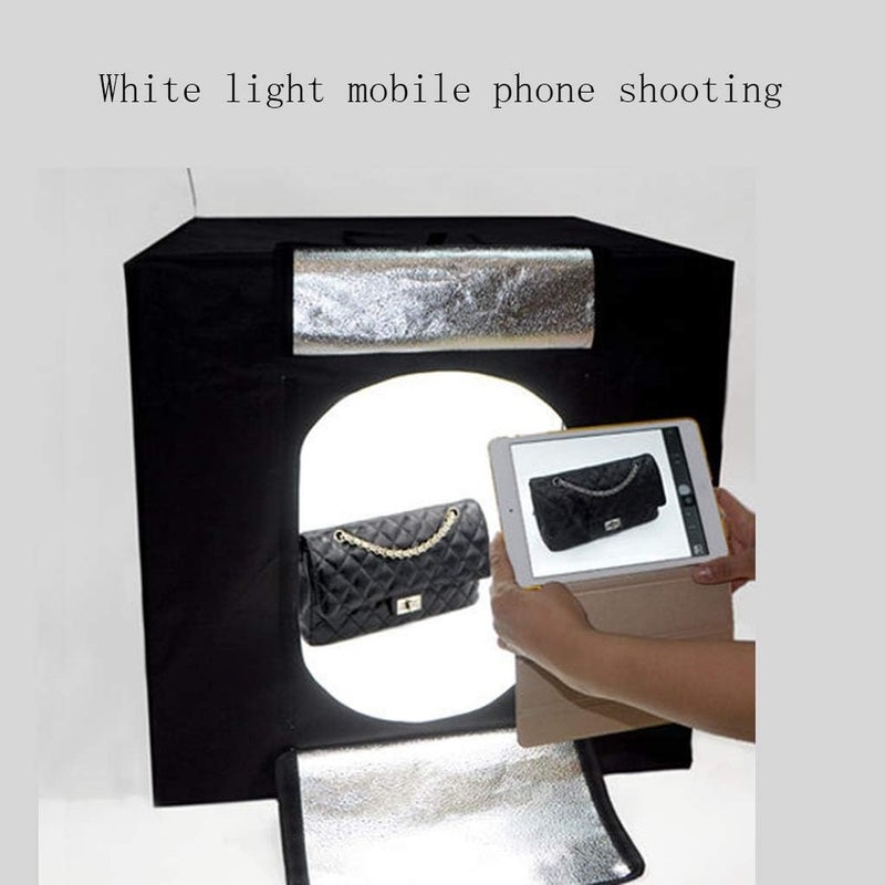 Photo Light Box Kit Photography Tent Dimension681818cm - Super Bright Dimmable LED Lighting 3200-5500k Lumens 2 Backdrops (Black White) for Photography Backdrop for Jewellery Product Advertising - Image 4