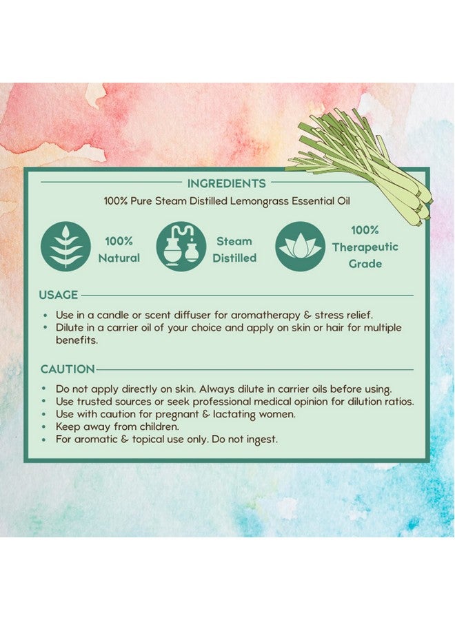 Nat Habit Pure Lemongrass Essential Oil Therapeutic Grade, Steam Distilled | Acne, Dandruff, Blemishes, Detan, Stress | Aromatherapy, Diffuser Oil, 15Ml - Image 3