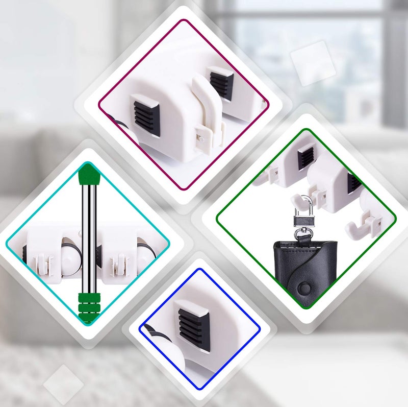 HYRIXDIRECT Wall Mount Broom Mop Holder Hanger Garden Tool Organizers Rack Garage Laundry Room Organizations and Storage with Hooks Heavy Duty - Image 5