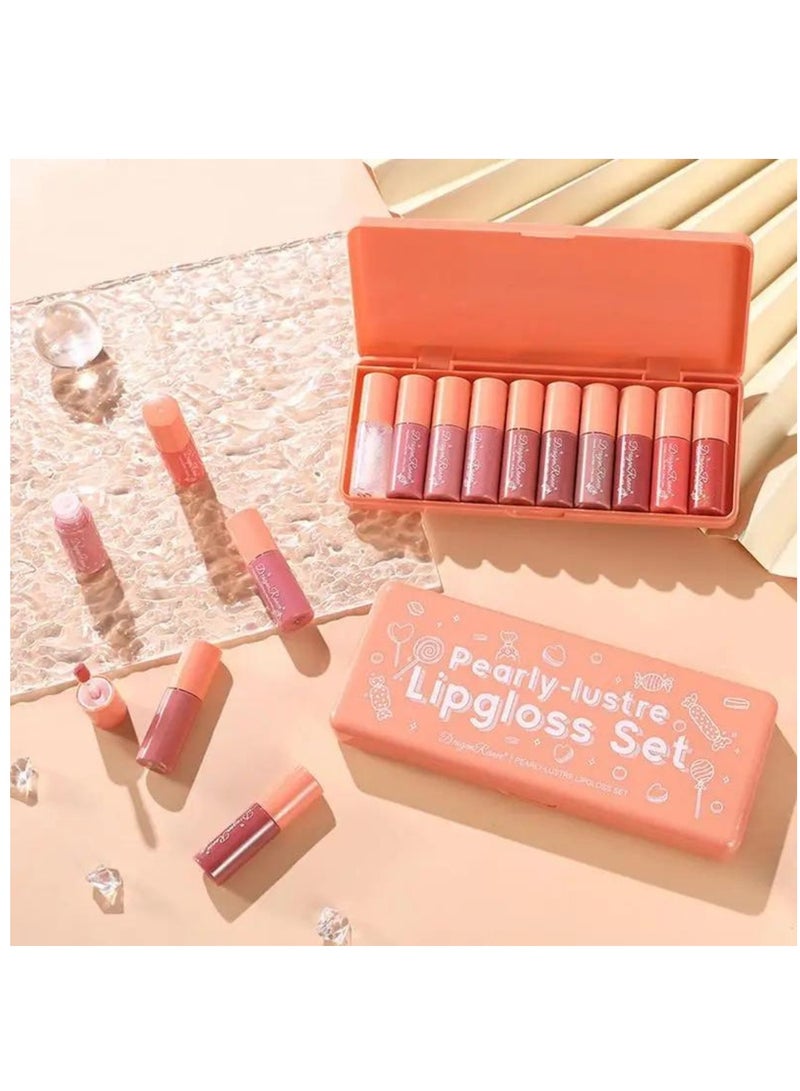 Dragon Ranee مجموعة ملمع الشفاه من 10 قطع، ملمع شفاه لامع لؤلؤي، زيت شفاه مرطب، زيت توهج الشفاه، مجموعة ملمع شفاه، ملمع شفاه لامع للغاية، أحمر شفاه سائل غير لامع بلمسة نهائية زجاجية للنساء - Image 4