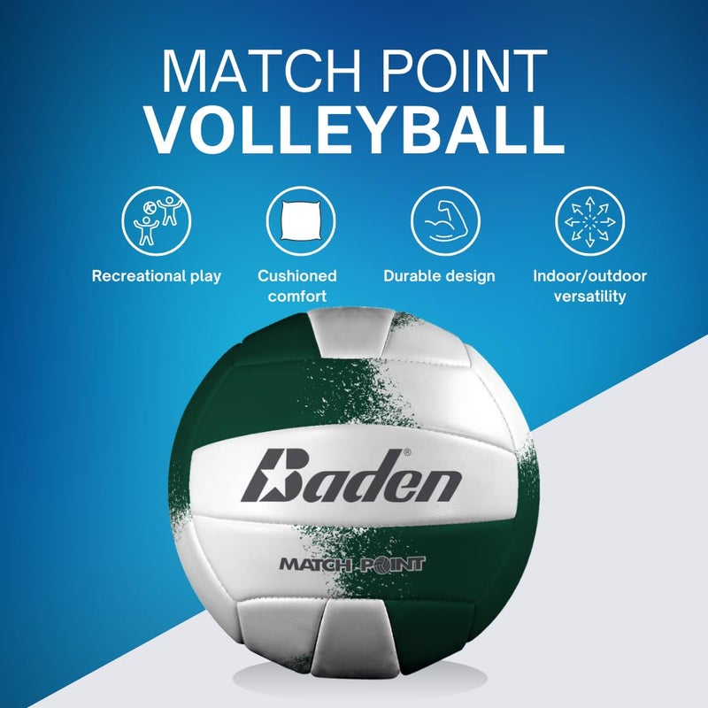 Baden MatchPoint Official Size 5 Cushioned Volleyball, Green/White - Image 3