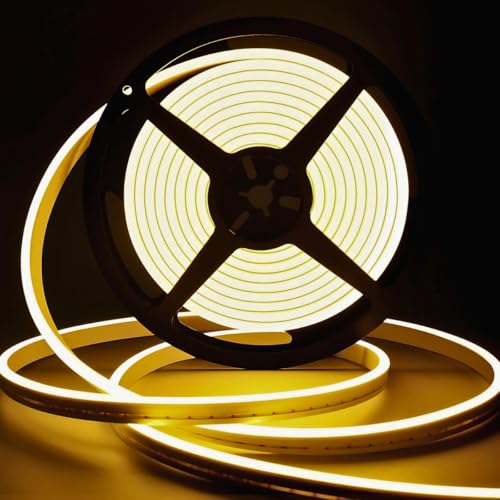 Hemito 16.5 Feet Neon Strip Waterproof Rope Light|Silicone Neon Rope Light| Flexible Cuttable String Outdoor Decoration Lights Waterproof for Balcony,Diwali,Christmas with 12V Adaptor (Warm White) - Image 1