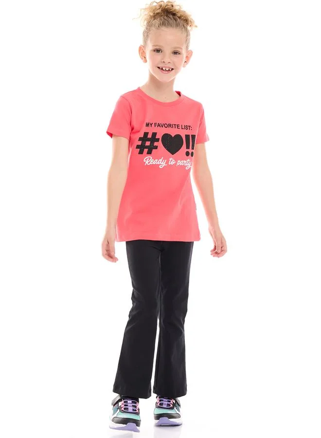 فكتور اند جين Hashtag Heart Graphic T-Shirt & Flared Leggings Set by Styli