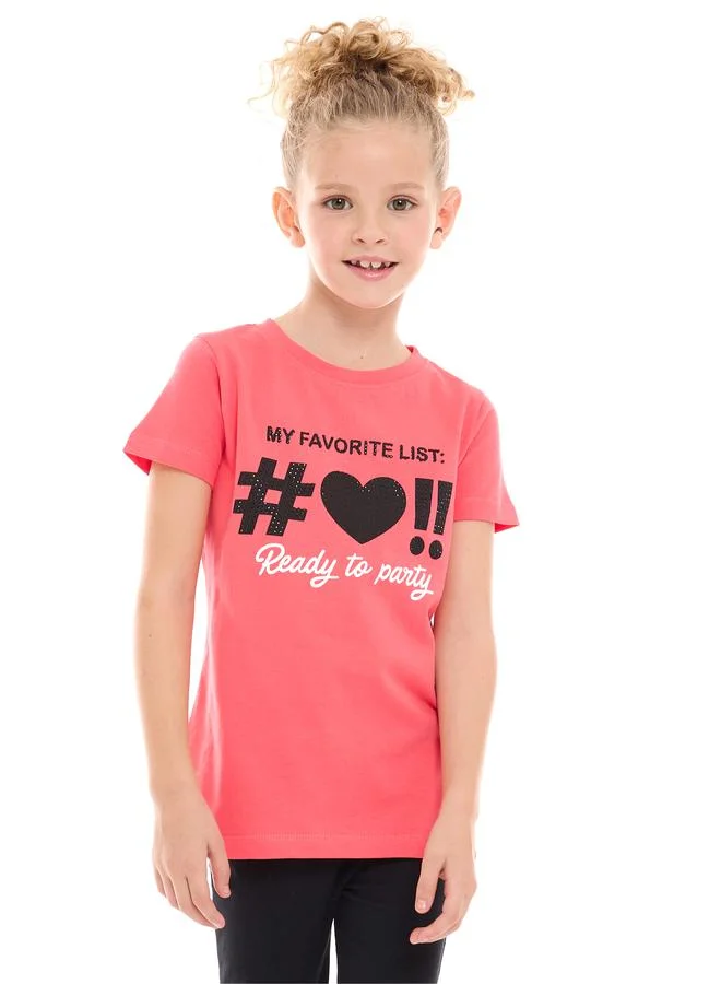 فكتور اند جين Hashtag Heart Graphic T-Shirt & Flared Leggings Set by Styli