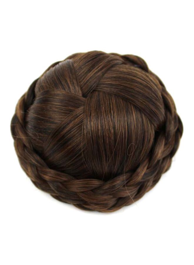 شعر مستعار بتسريحة كعكة وذيل حصان بني/أسود