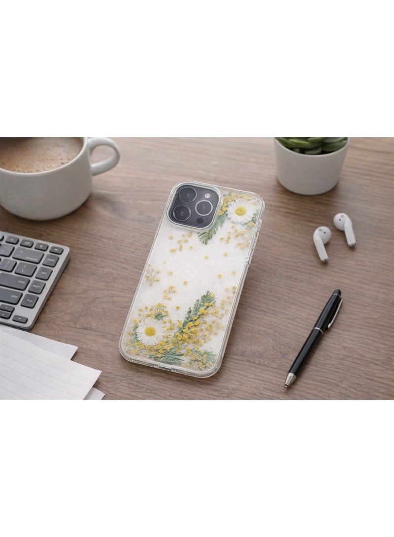Lanex Clear Protective Back Case for iPhone 13 Pro Max (6.7") - Embedded Real Dried Flowers & Fine Glitter - Image 5
