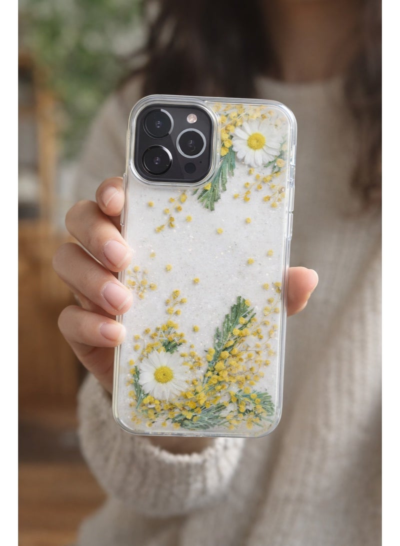 Lanex Clear Protective Back Case for iPhone 13 Pro Max (6.7") - Embedded Real Dried Flowers & Fine Glitter - Image 2
