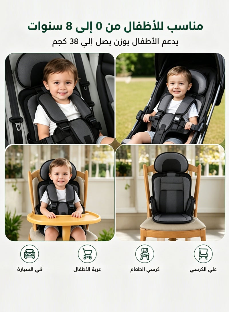 الحلم وسادة عربة أطفال، وسادة عربة أطفال قابلة للتعديل، وسادة عربة أطفال ومقعد مرتفع، وسادة حماية قابلة للطي، إكسسوارات السفر، مناسبة للأطفال من عمر 0 إلى 8 سنوات (أسود) - Image 5
