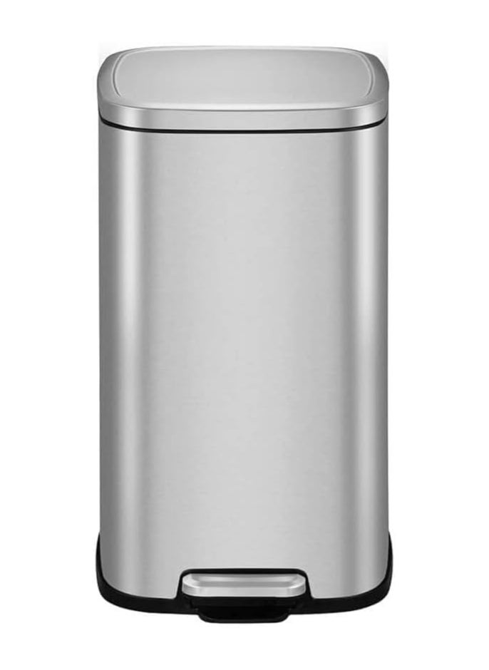 EKO 12L Square Step Bin Stella - Silver | Compact Pedal Bin with Soft-Close Lid | Fingerprint-Resistant Finish | Removable Inner Liner
