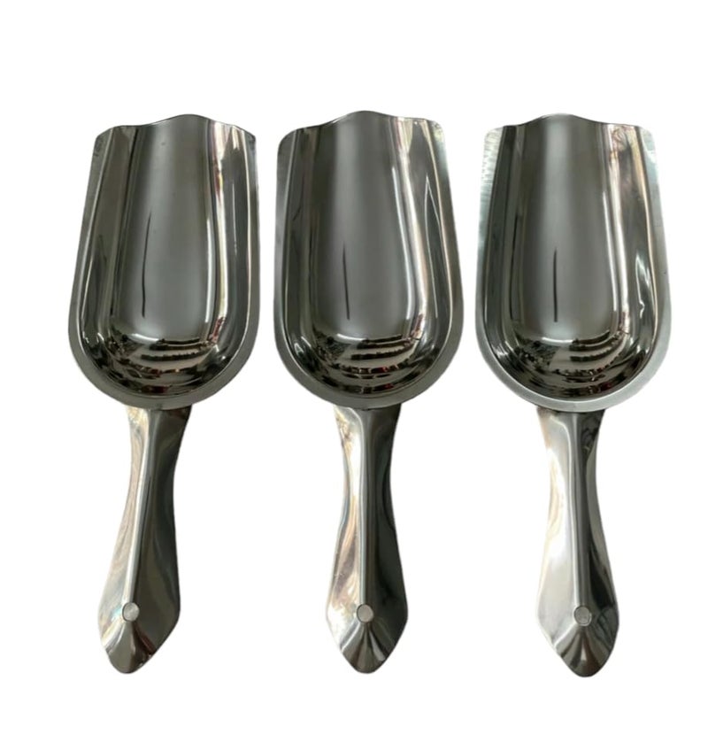 Proniks Stainless Steel Ice Scoop, 3Pack Silver, 2 Ounces Each, Dishwasher Safe - Image 3