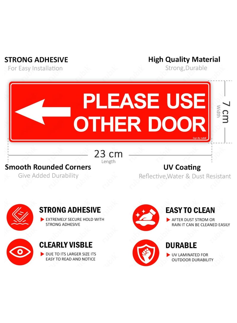 Rubik يرجى استخدام باب آخر ملصق لاصق ذاتي 23x7 سم، قابل للإزالة ومقاوم للعوامل الجوية وعاكس وطويل الأمد من الفينيل لمكاتب المتاجر والمدارس في الداخل والخارج (الجانب الأيسر، أحمر/أبيض) - Image 2