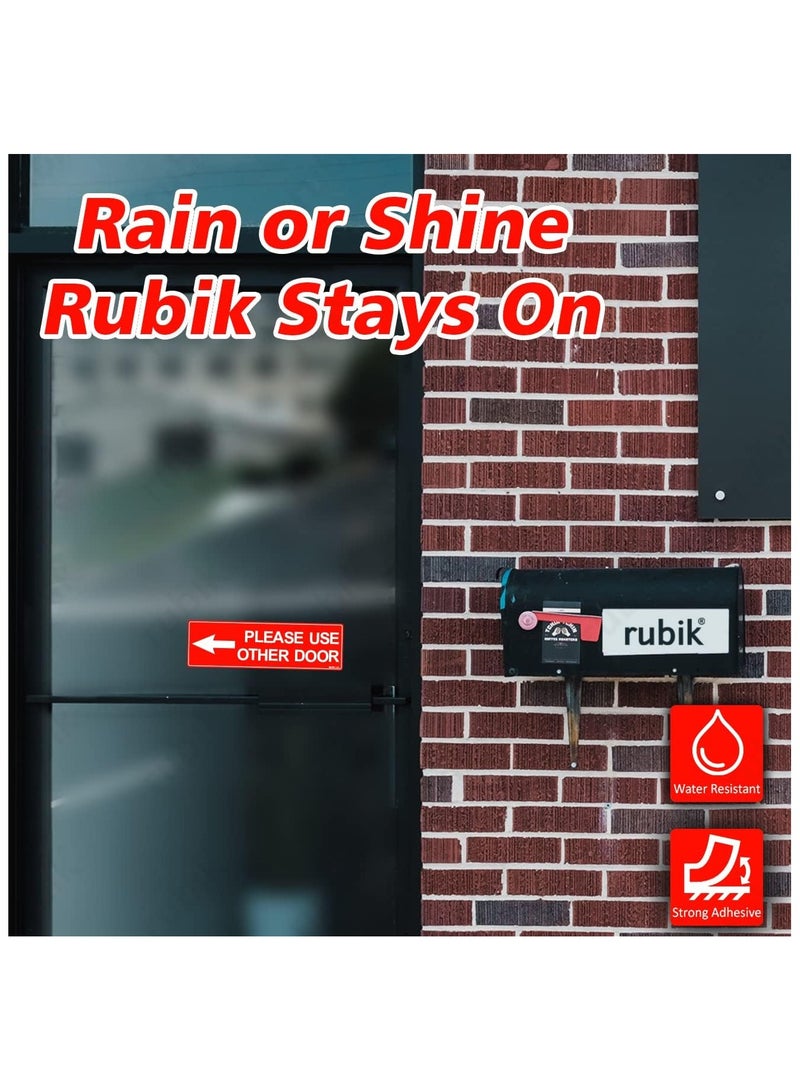 Rubik يرجى استخدام باب آخر ملصق لاصق ذاتي 23x7 سم، قابل للإزالة ومقاوم للعوامل الجوية وعاكس وطويل الأمد من الفينيل لمكاتب المتاجر والمدارس في الداخل والخارج (الجانب الأيسر، أحمر/أبيض) - Image 3